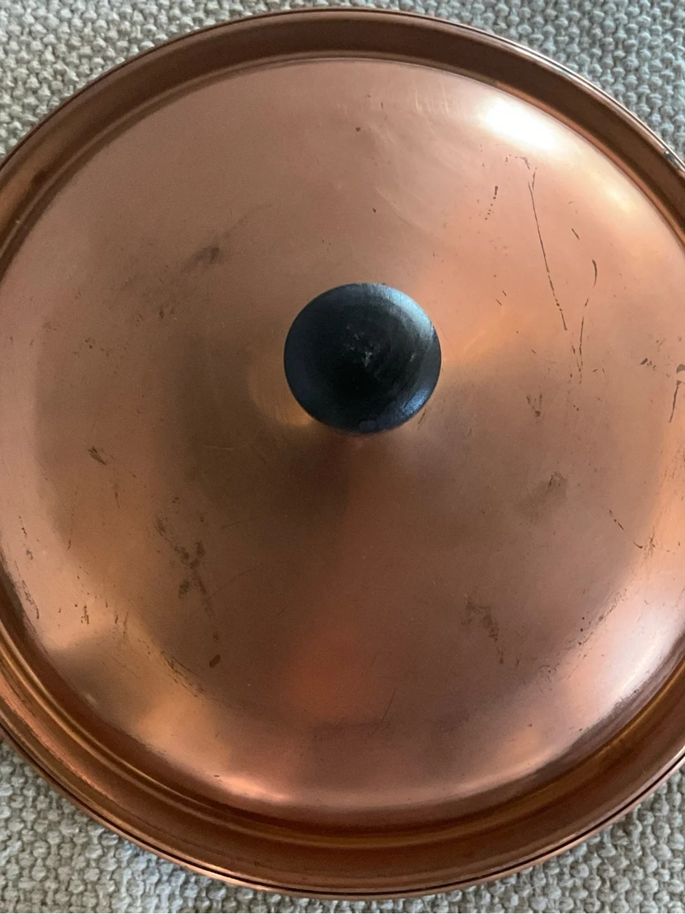 Vintage Copper Replacement Lid 10” with Black Wood Knob for Pot or Pan